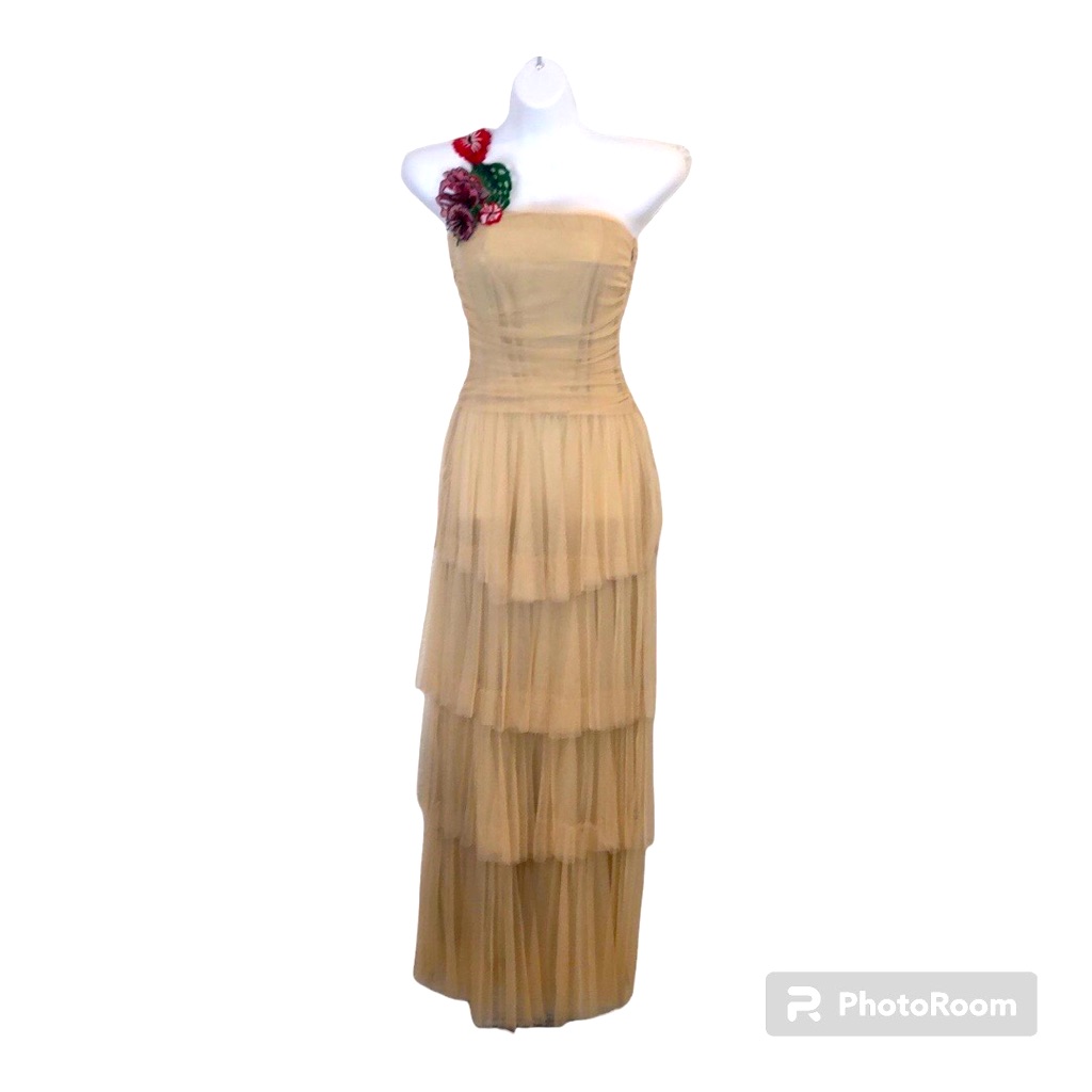 Pinko Mesh/Net Maxi One Shoulder Dress Size 4
